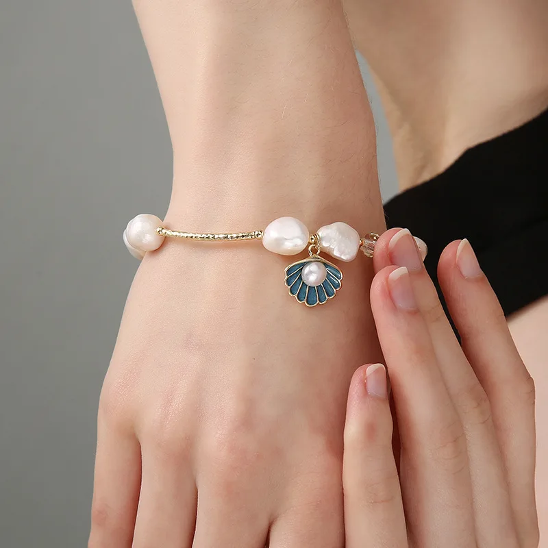 Natural Freshwater Pearl Bracelet Female Shell Starfish Girl Fashion Instagram Niche Design Boudoir Hand Jewelry