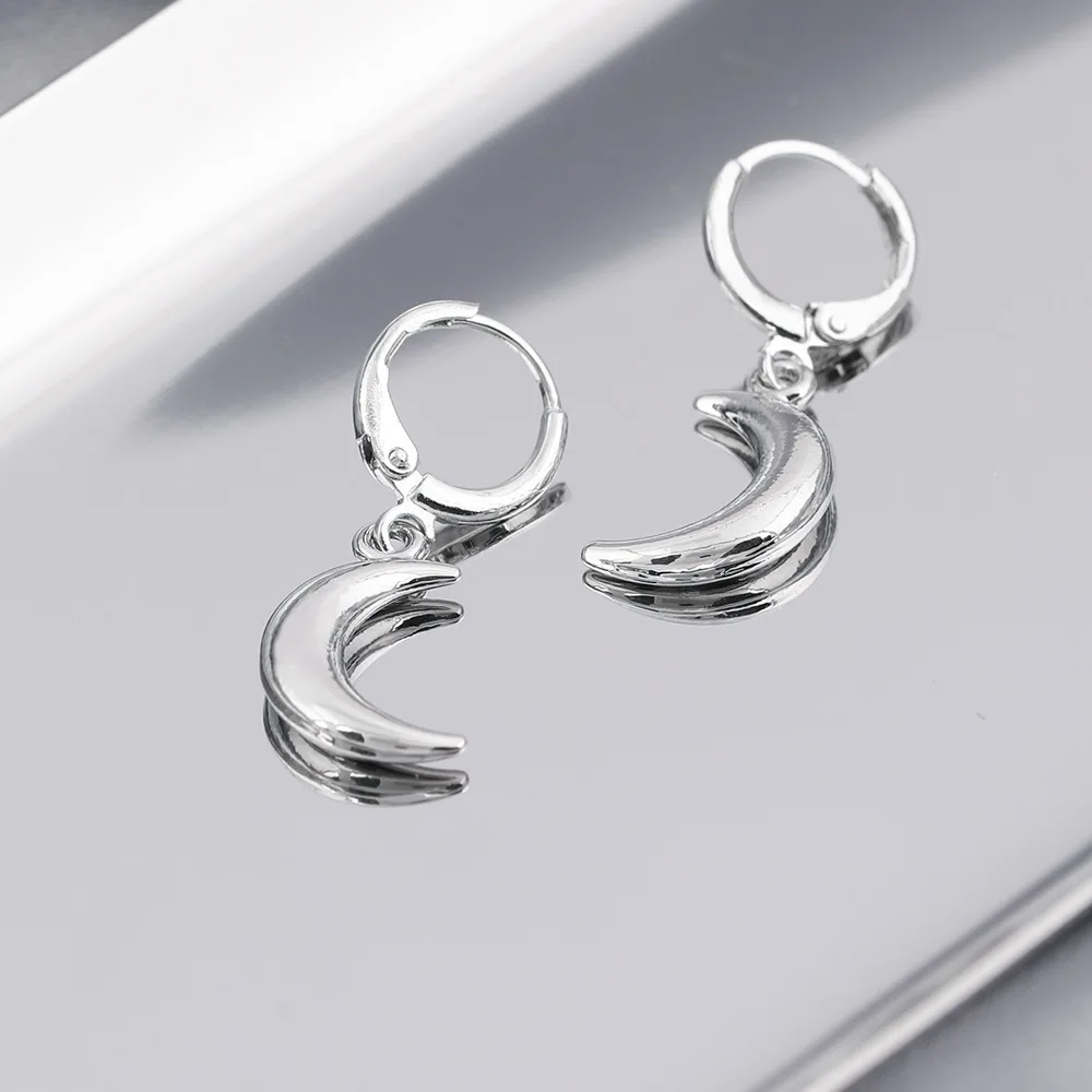 

2022 New Fashion Silver Color Moon Dangle Earrings for Women Temperament Elegant Women Birthday Party Earrings Jewelry Gifts