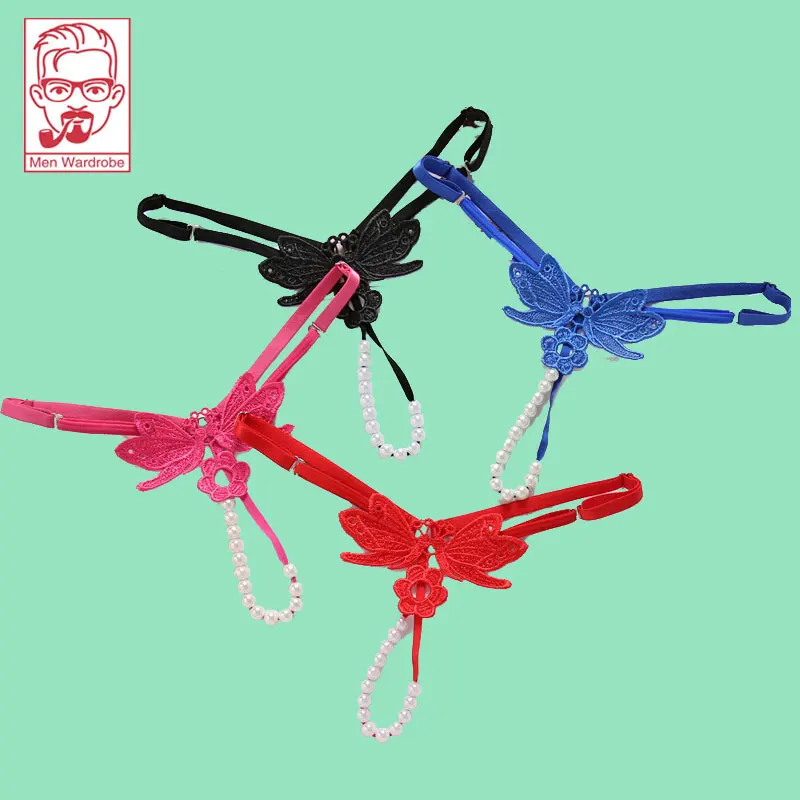 

Women Lace Panties Thongs Pearl Pendant Female Luxury Embroidery G-String Briefs Underwear Adjustable Ladies Sexy Lingerie