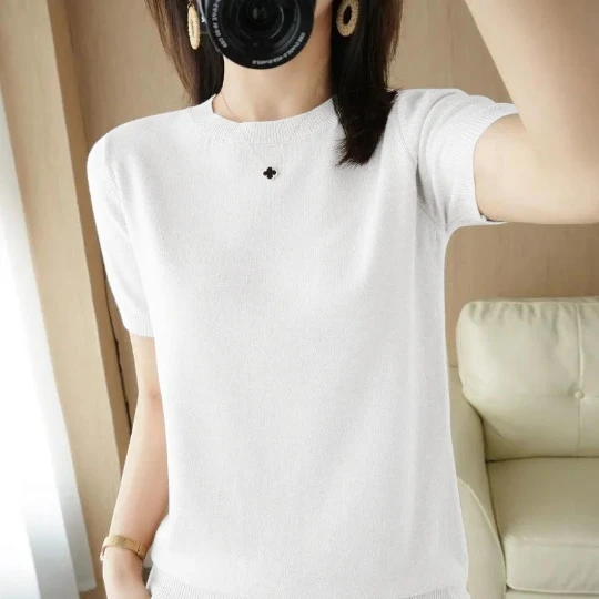

White Pullover Women Lady Summer Cloth Camisole Loose Sleeve Sweater T-shirt Casual T Tops Cloth V-neck Camis Tank Top Clothes