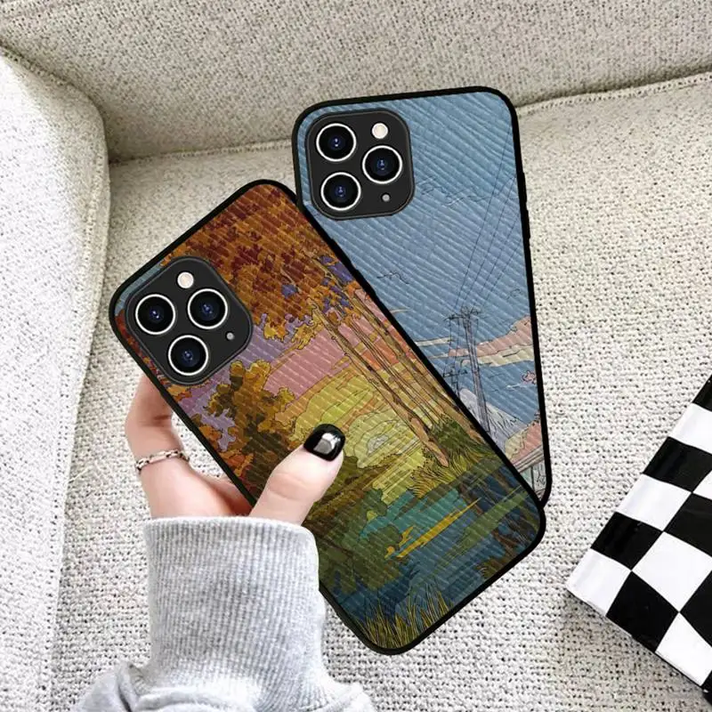 

Sunset Scenery Funda Phone Case Hard Leather Case for iPhone 11 12 13 Mini Pro Max 8 7 Plus SE 2020 X XR XS Coque