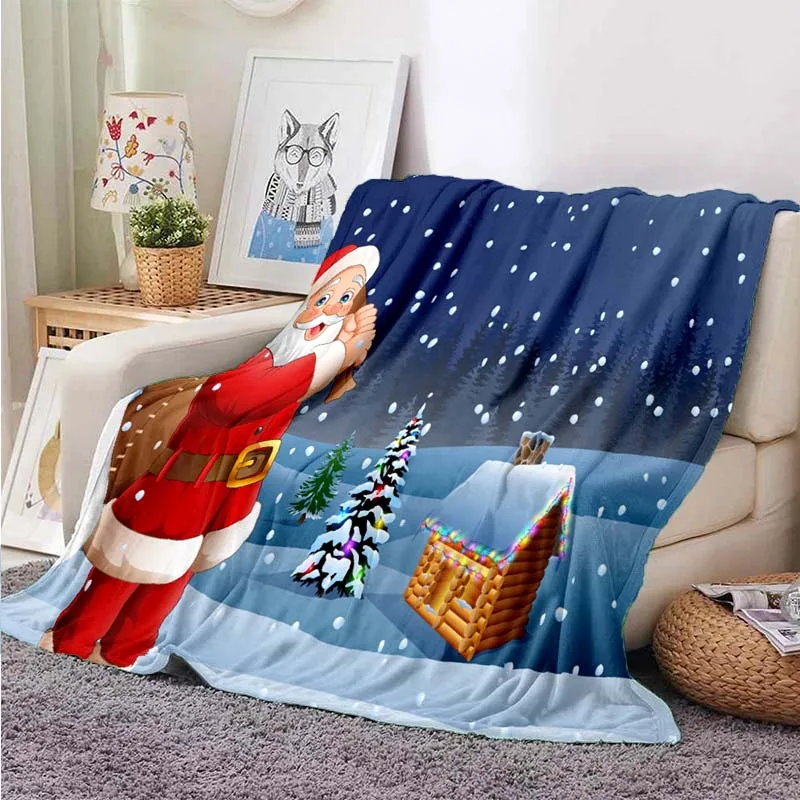 

Throw Blanket Santa Claus Blankets Snowman Flannel Blanket Sleep Travel Sofa Bed Christmas Decor Christmas Gifts