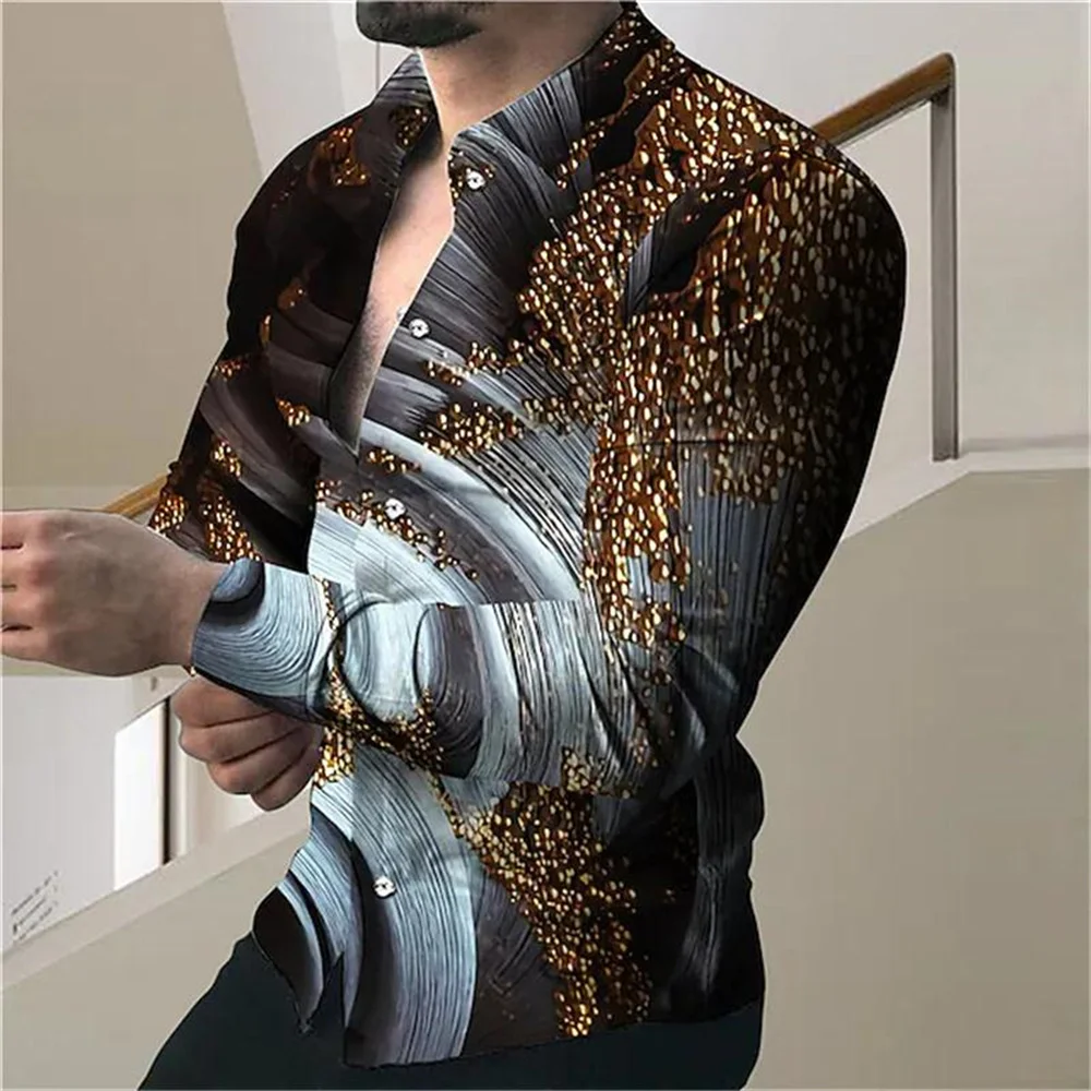 

2023 Fashion Luxury Social Men's High Quality Polo Button Shirt Casual Print Long Sleeve Top Men's Prom Cardigan Plus Size S-6XL