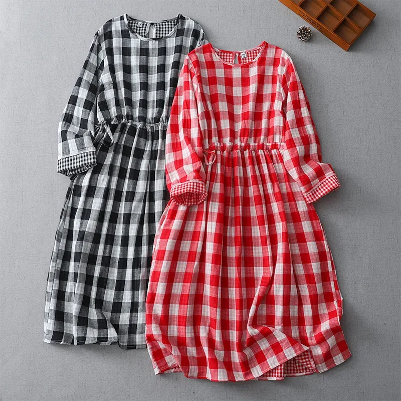 Плюс размер 2024 осеннее новое свободное платье с художественной талией