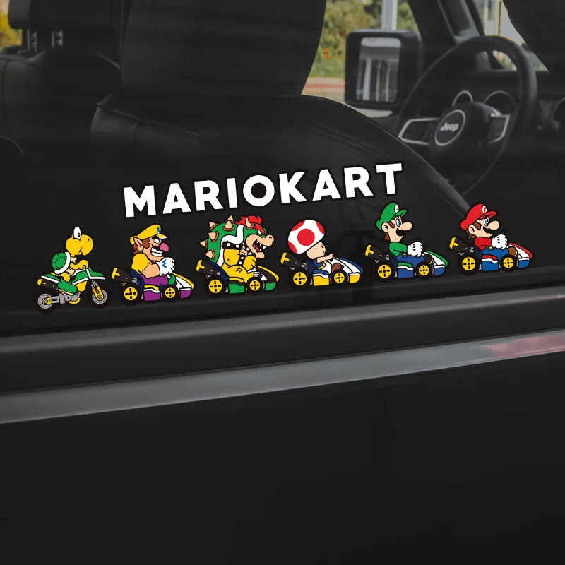 

Classic Game Super Mario Car Stickers Bowser Peach Yoshi Creative Motorcycle Electric Car Reflective Scratches Cover Stickers