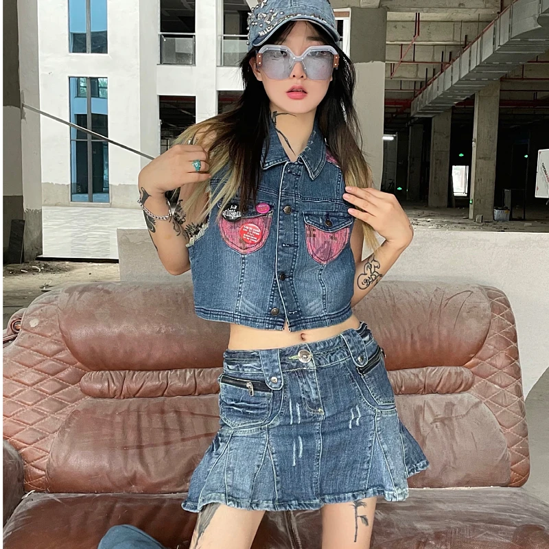 

Ruibbit Harajuku Готический шикарный сексуальный клуб панк уличный жилет для женщин тонкий женский модный кроп-топ для девушек Y2k уличная одежда для девушек