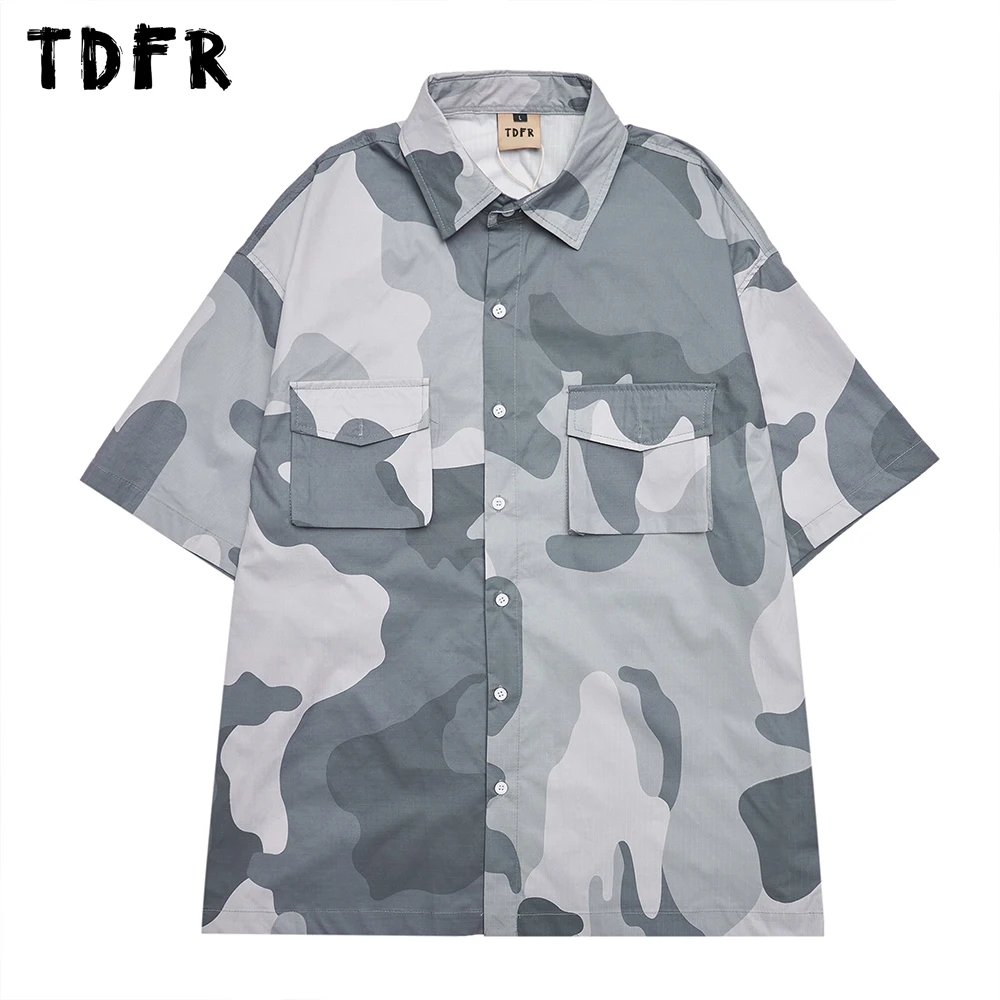 

Camouflage Short Sleeve Shirt Mens Summer Amekaji Casual Loose Lapel Half-Sleeve Shirts Safari Style Pocket Shirts Men