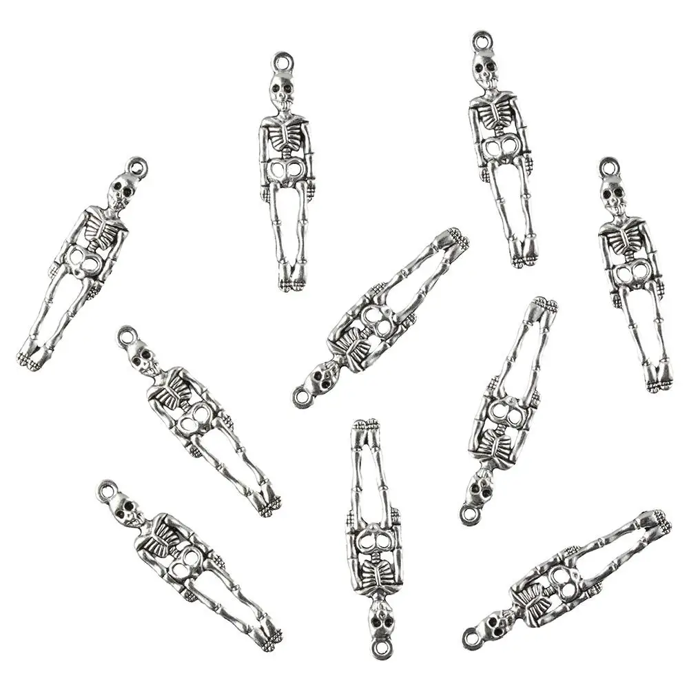 

Тибетский серебряный скелет с подвеской в виде черепа из сплава, серебряные подвески в виде черепа