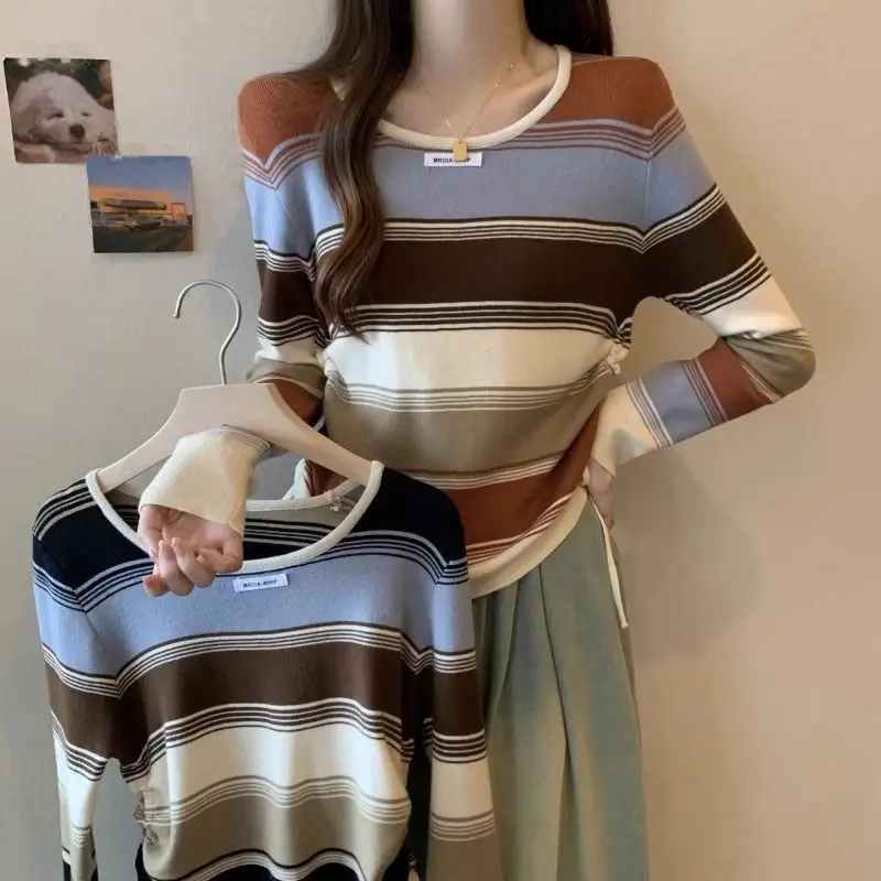 Женская одежда повседневный свободный пуловер с круглым вырезом и длинными