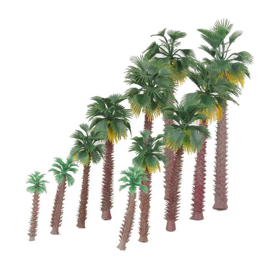 

12x Mixed Plastic Green SCENERY Coconut Palm Trees Landscape Layout Guage