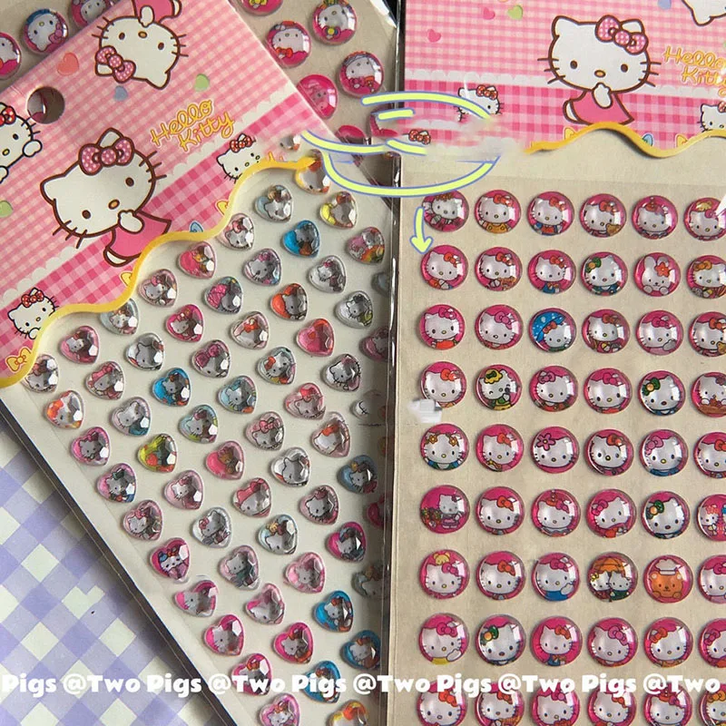 

Kawaii Sanrio KT Stickers Cartoon Three-dimensional Crystal Waterproof Exquisite Stickers Mobile Phone Case Handmade Decoration