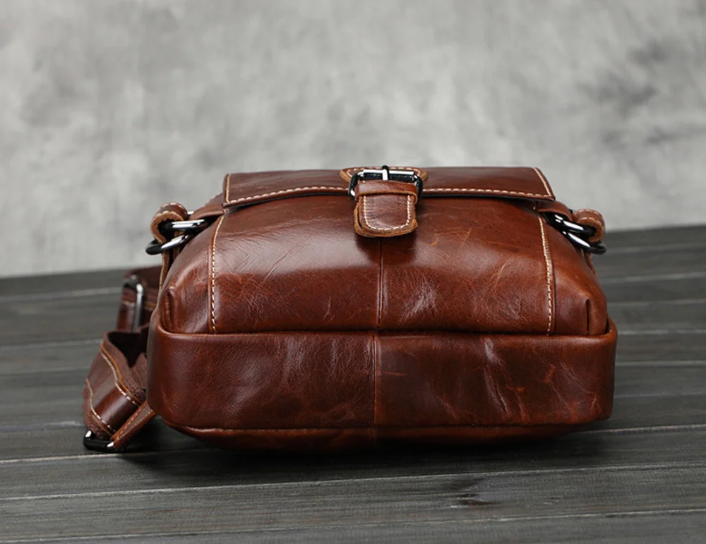Нагрудные сумки-слинги из натуральной кожи для мужчин рюкзак в стиле ретро