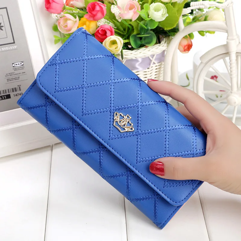 

Women Lady Clutch Leather Plaid Hasp Wallet Long Length Card Holder Phone Bag Case Purse