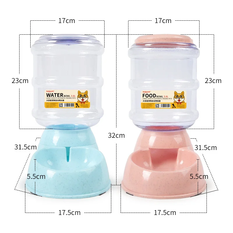 3.8L Dog Automatic Feeders Plastic Water Bottle Cat Bowl Feeding and Drinking Dog Water Dispenser Pet Feeding Bowl Pet Supplies images - 6