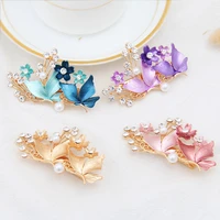 original alloy edge clip painting lacquer flower pearl hairpin womens rhinestone hairpin butterfly small top clip duckbill clip
