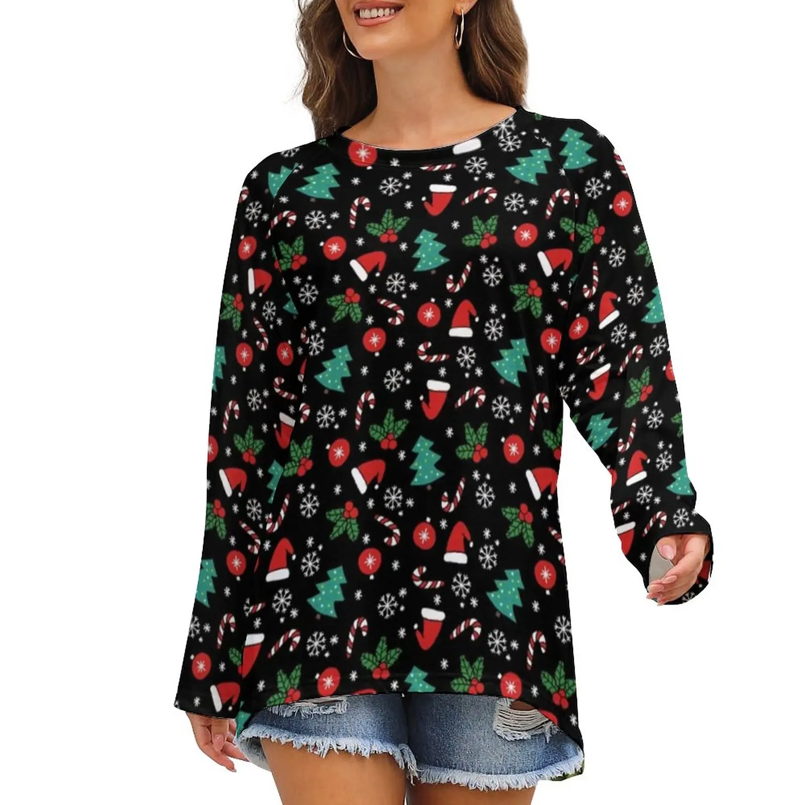 

Christmas Tshirt Tree Trendy Plus Size Women T Shirt Autumn Printed T-Shirt