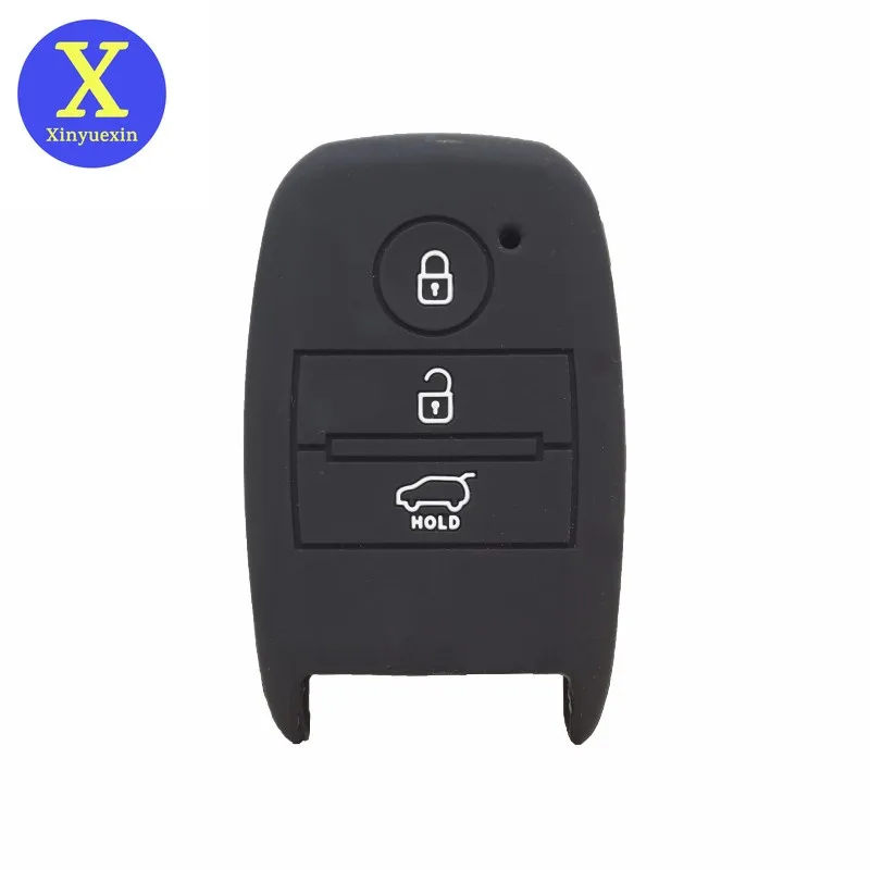 Xinyuexin Silicone Car Key Cover FOB Case for Kia Rio Sportage 2016 Ceed Smart Rubber Key Holder Bag Protection Car Accessories