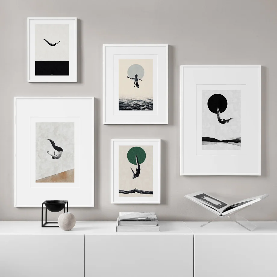 Абстрактная погружение плавание волны настенная Картина на холсте винтажные