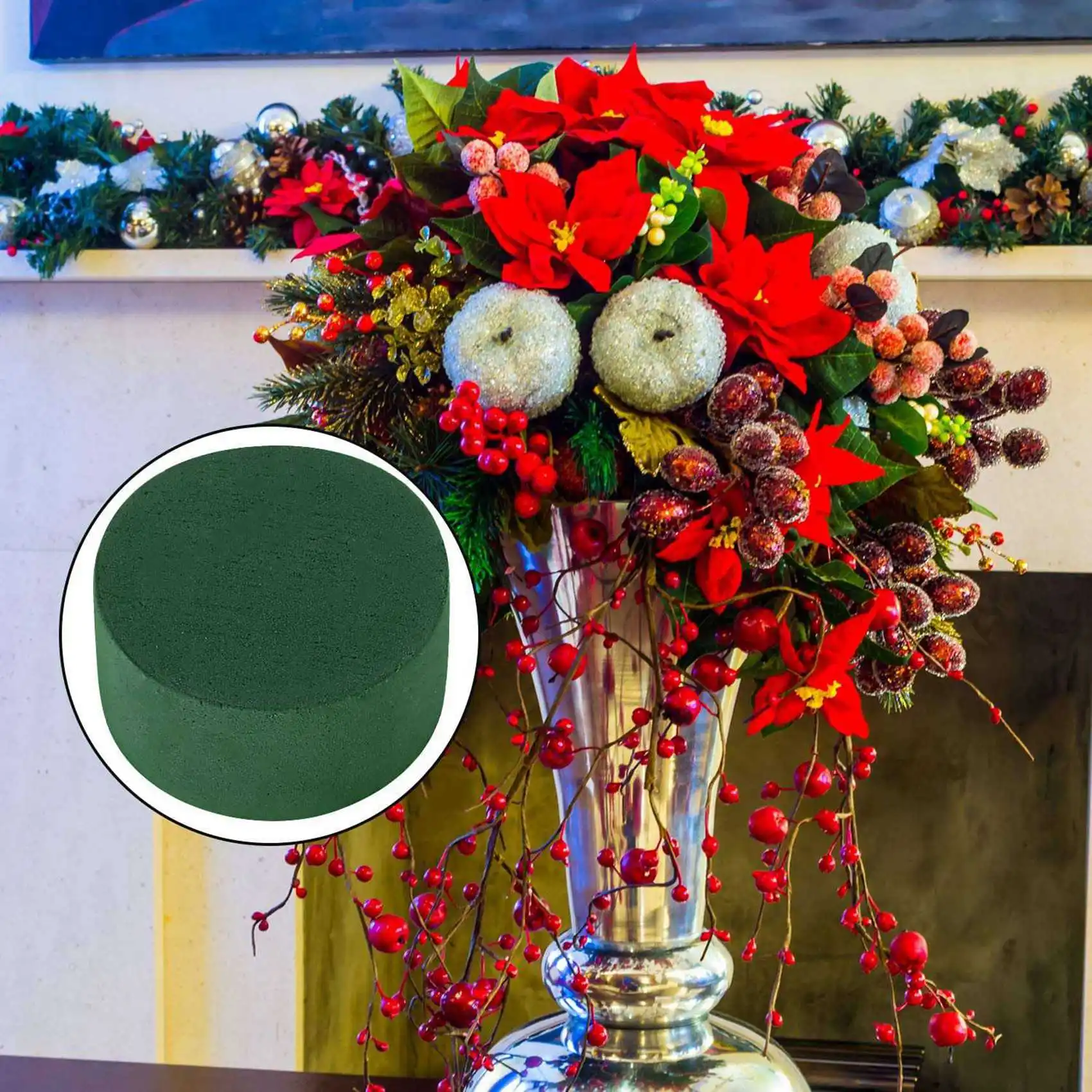 Комплект цветочной композиции сделай сам пеноматериал зеленый круглый влажный