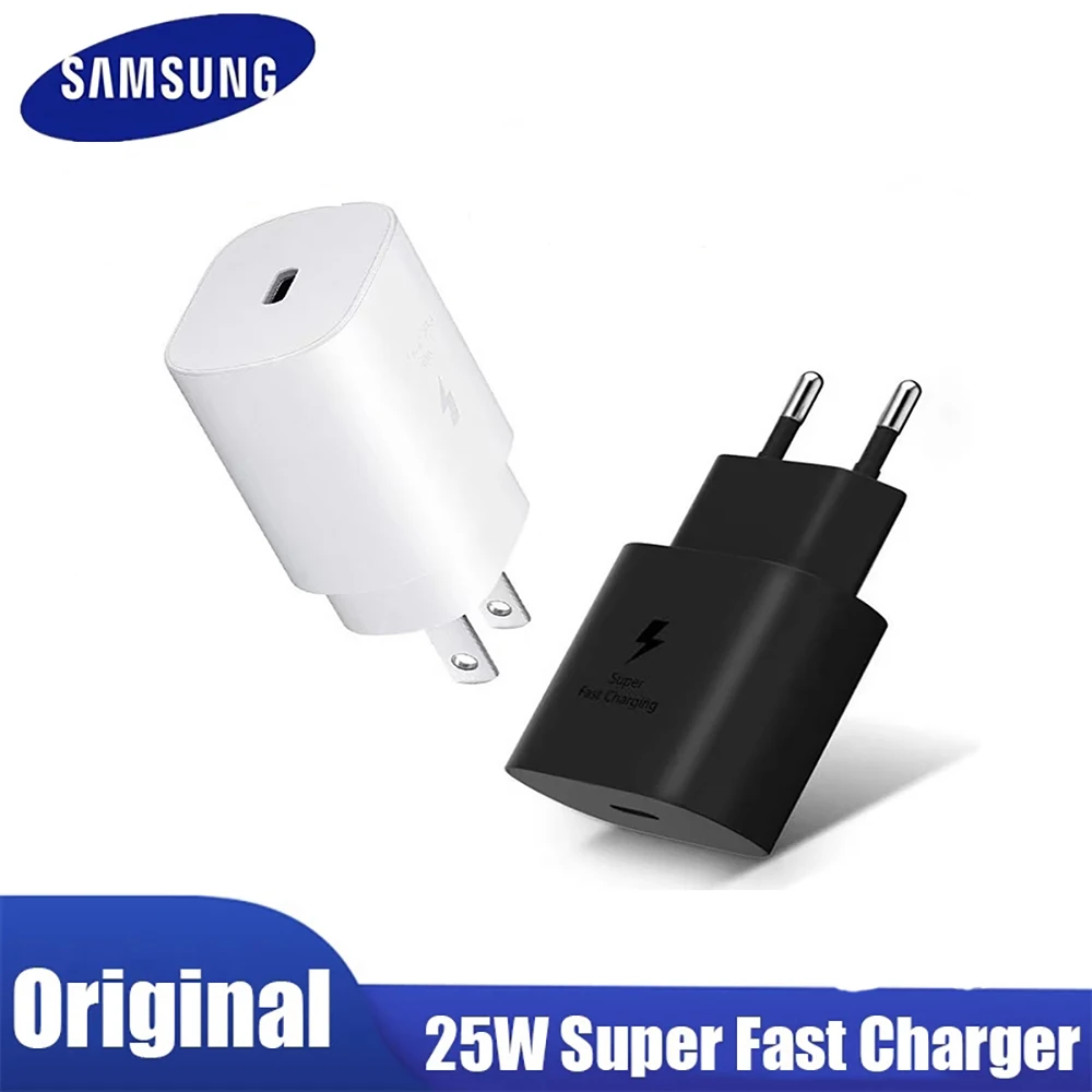 

Original Samsung A53 A33 A52 A32 F52 S22 S21 S20 Super Fast Charger 25W EU Power Adapter EP-TA800 For Galaxy S10 5G Type C Cable