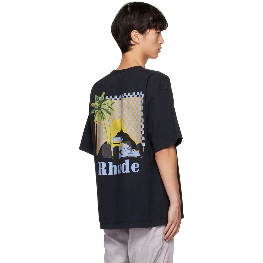 

Cooocoll666 Oversize Four Seasons Coconut Print Pure 100% Cotton Loose Vintage Simple Casual Short Sleeve T-shirt for Men Tops