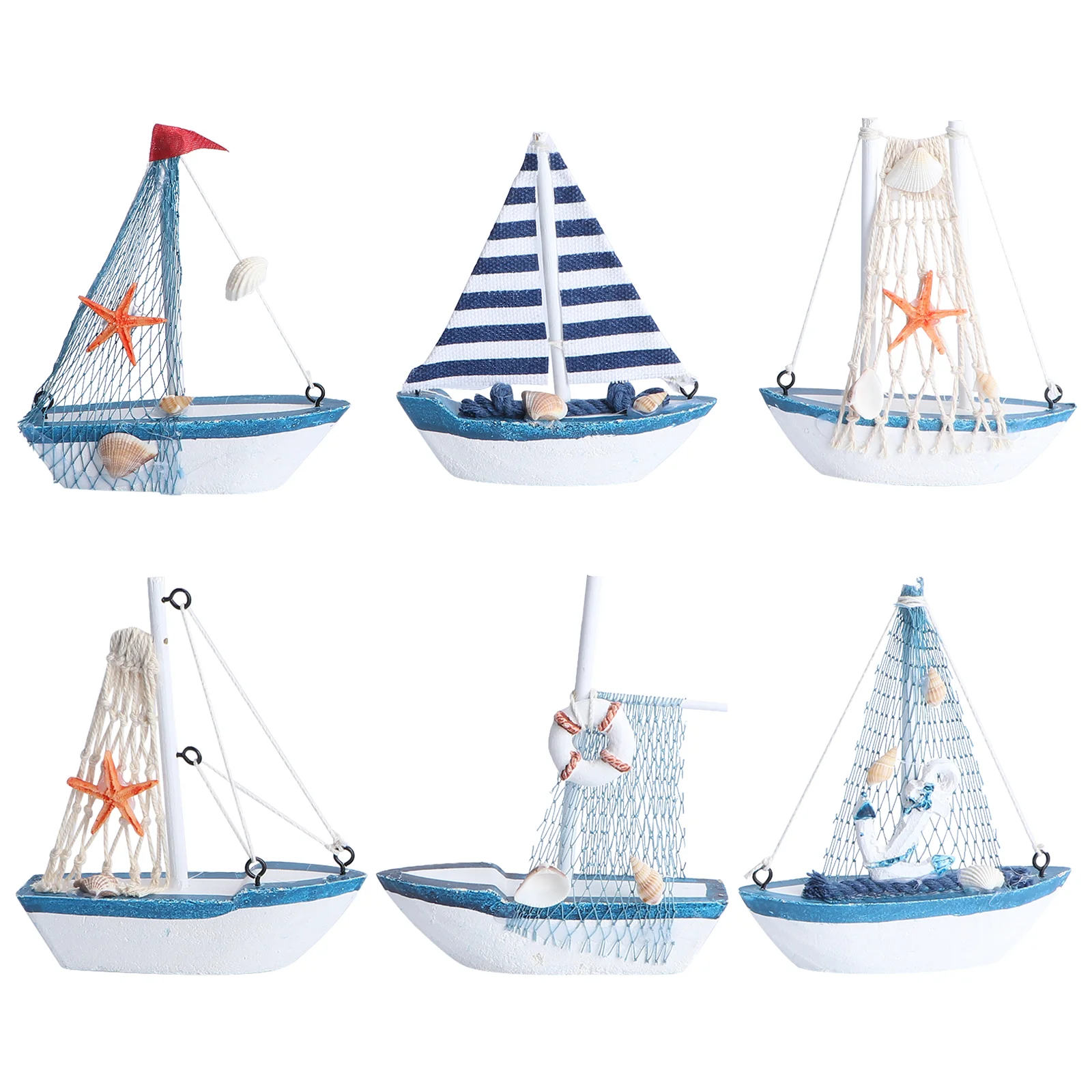 

Sailboat Boat Model Wooden Nautical Decoration Mini Decor Ship Sailing Miniature Figurine Ornament Beach Wood Toy Mediterranean