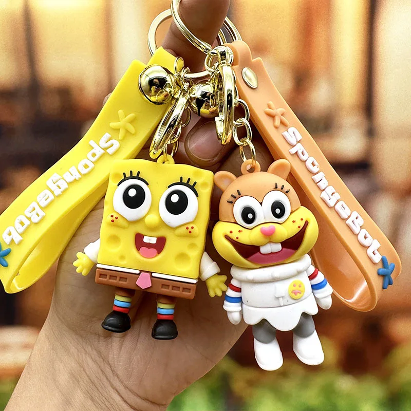 

Anime Figure SpongeBob SquarePants Keychain Patrick Star Sandy Squidward Gary Krabs Bag Keyring Charm Kids Toy Birthday Gifts