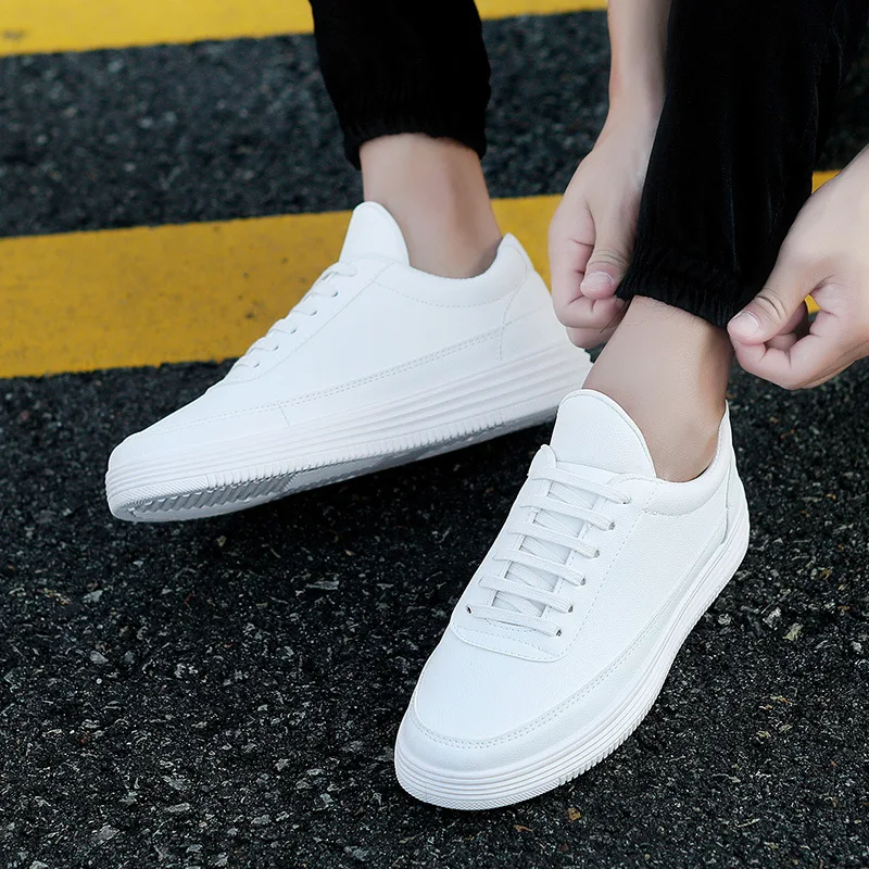 White All-Match Men's Soft-Soled Comfortable Casual White Shoes Solid Color Non-Slip Wear-Resistant Vulcanized Shoes for Men 2