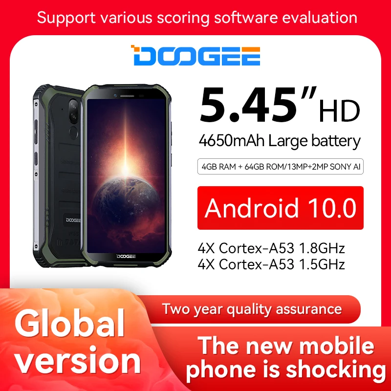 

DOOGEE S40 Pro Android 10 Rugged Mobile Phone IP68/IP69K 4GB RAM 64GB ROM Waterproof Smartphones Helio A25 Octa-core Cell phones