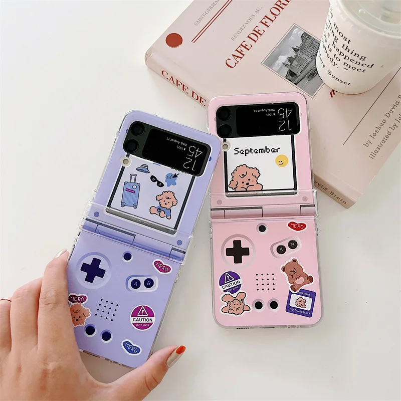 

Creative Gamepad Pearls Beads Phone Case for Samsung Galaxy Z Flip 3 5G Hard PC Back Cover for ZFlip3 Cases Protective Shell