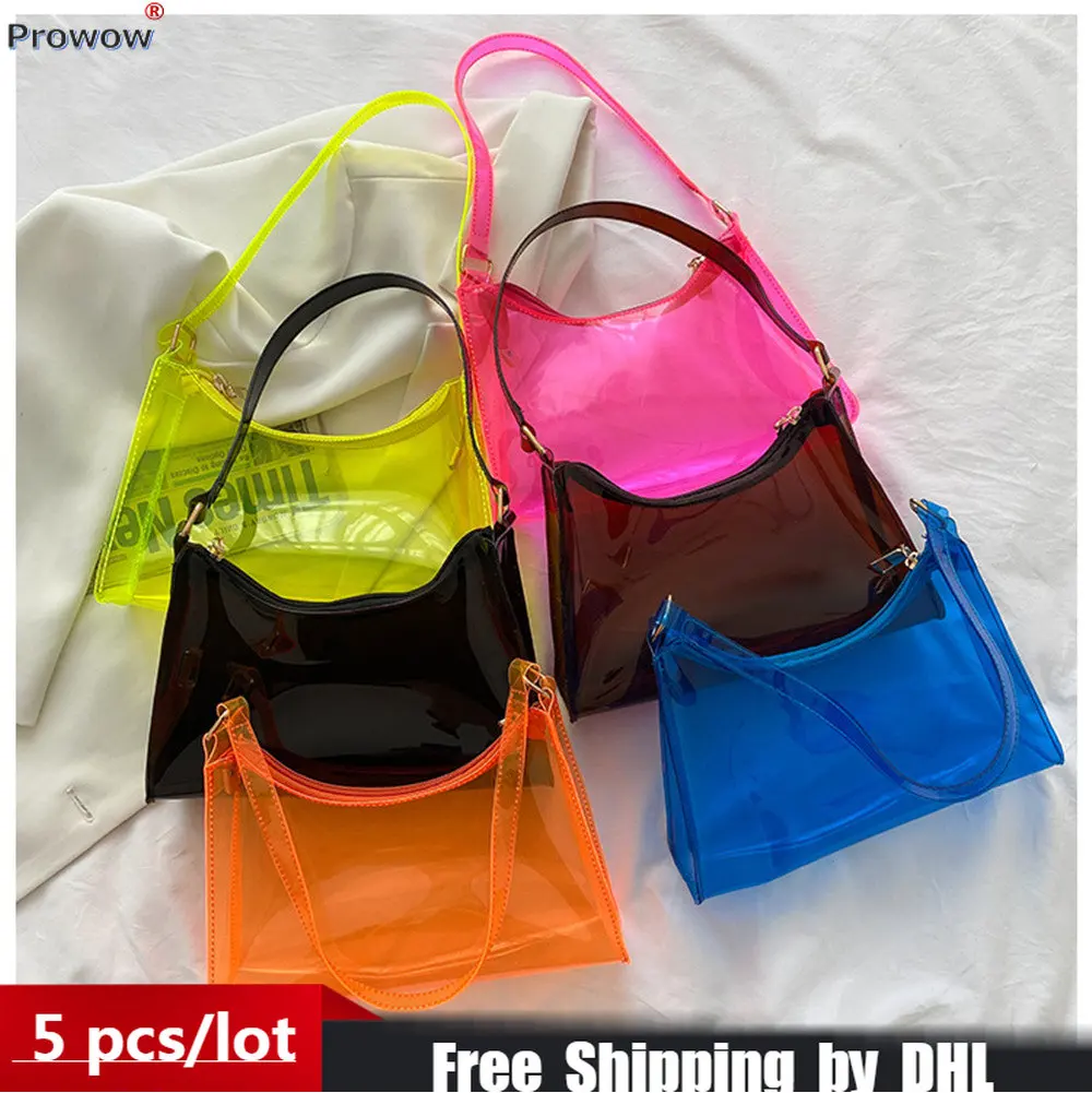 Transparent Candy Color Women Underarm Bags 2022 Fashion Basics Lady Handbags Casual Cute Jelly Axillary Packages Wholesale 8386