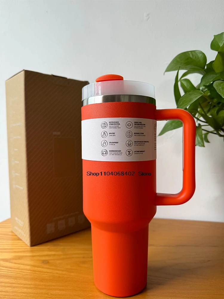 Термос Из Нержавеющей Стали На 40 Унций С Ручкой И Соломенной Крышкой —