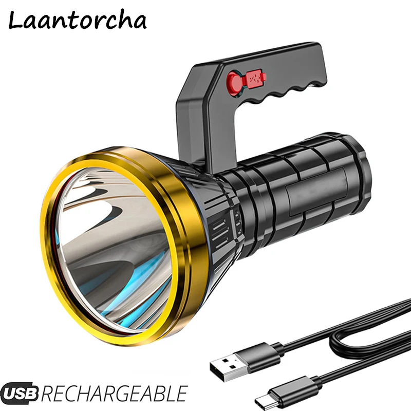 

Portable Bright Light Torch Searchlight Rechargeable High Power Led Flashlights Plastic Outdoor Lighting Work Light Camping Lamp