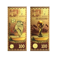 2022 latest qatar football 100qar gold foil banknotes football peripheral collection commemorative holiday gifts