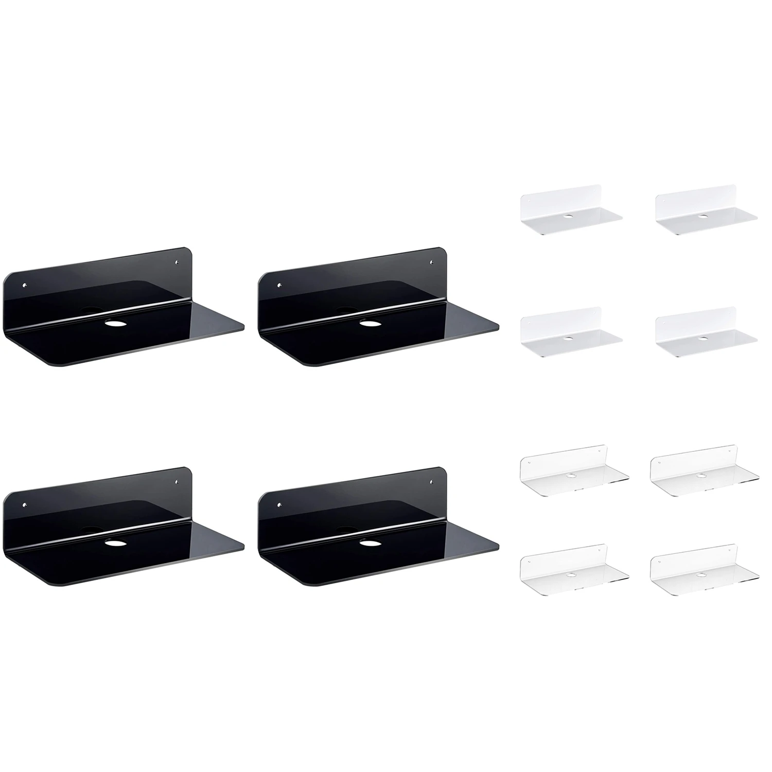 

Acrylic Floating Wall Shelves Set Of 4, Flexible Use Of Wall Space, Adhesive Display Shelf For Smart Speaker