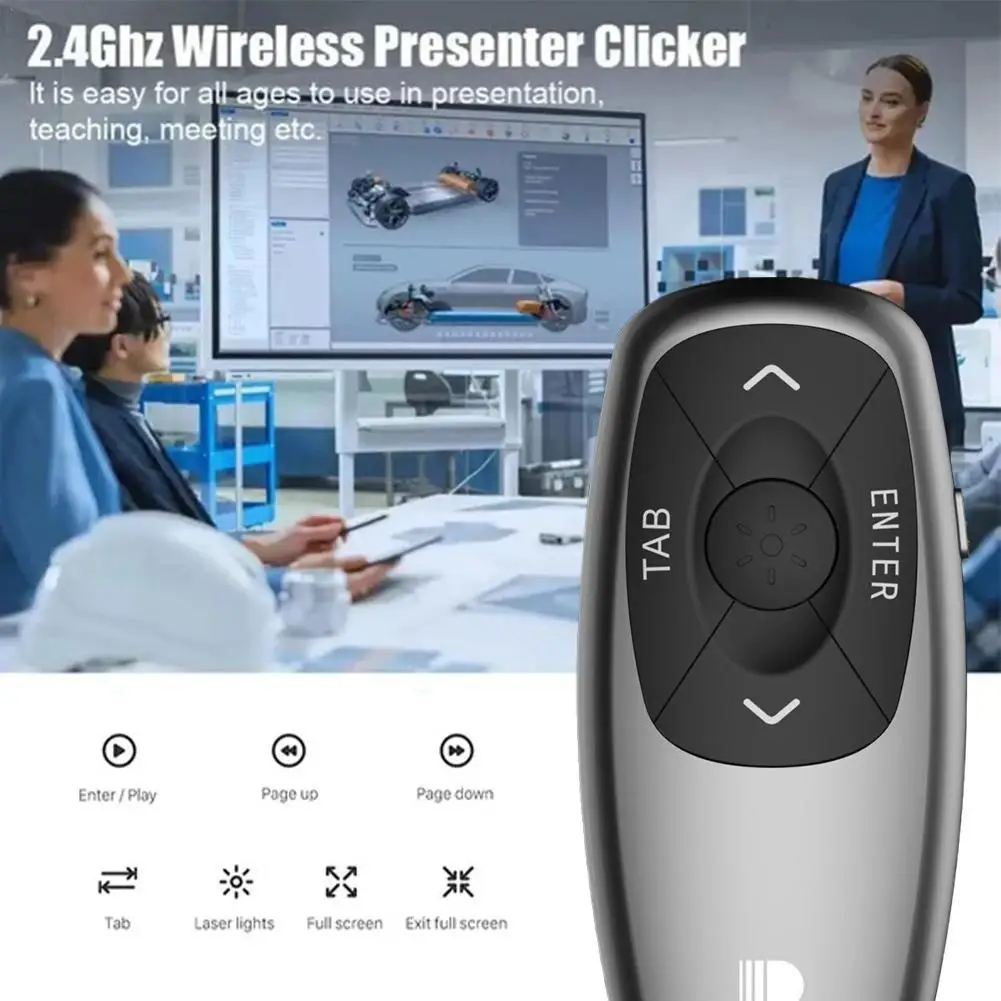 

2 4GHz 100m Wireless Mini Presenter Clicker Meeting Speech PPT Pointer Remote Controller Turn Volume Auto Sleep Flip Pen