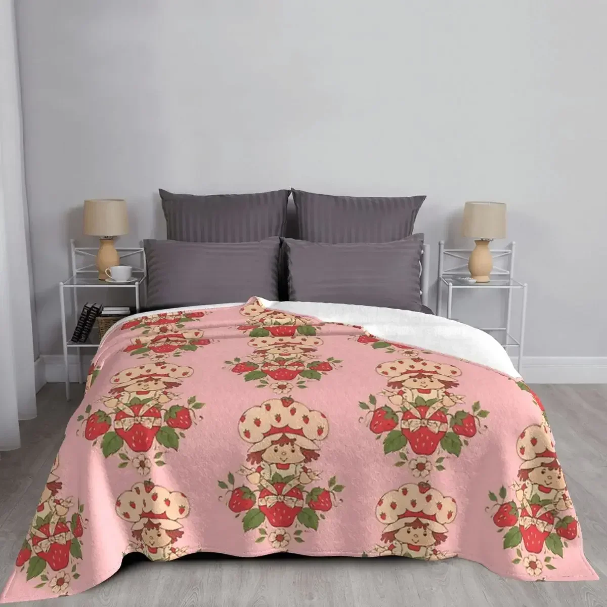 Фото Mantas cálidas портативности de kamajos animados, ropa de cama de viaje, fresa, пастельный корто, tan 90% №5