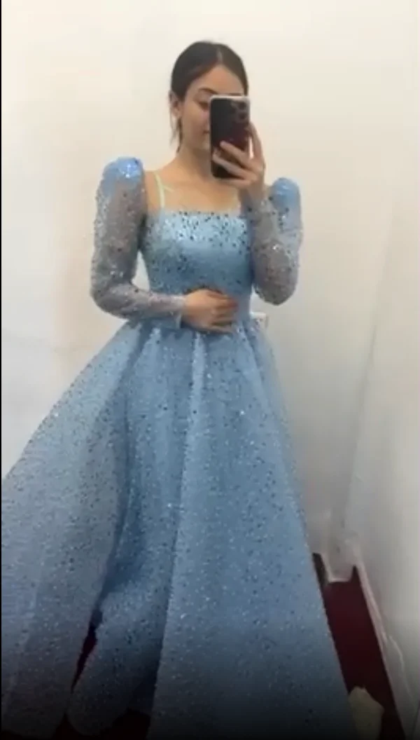 

Xijun Yellow Pleat Ruched Prom Dresses Princess Tulle Long Evening Dresses Sleeves Graduation Party Dresses Formal Ball Gowns