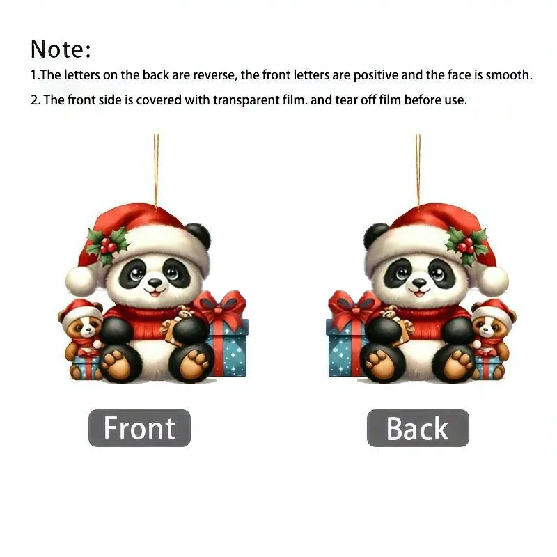 Рождественская панда олень кошка подвеска украшение для рождественской елки 2D