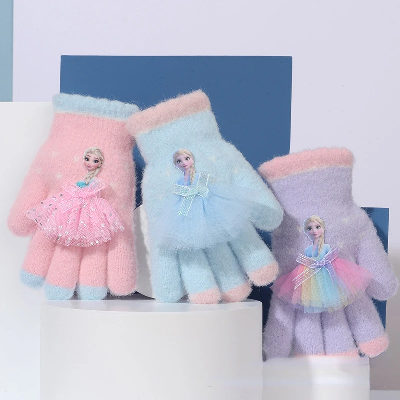 

New Cute Disney Frozen 2 Gloves for Girl Boy Autumn Winter Glove Elsa Non Slip Breathable Mitten Christmas Gift