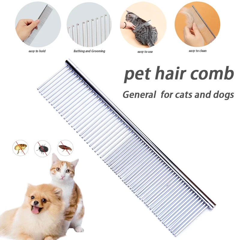 

Pet Dematting Comb Stainless Steel Pet Grooming Comb Massage Comb for Dogs and Cats Gently Remove Loose Undercoat Flea Combs