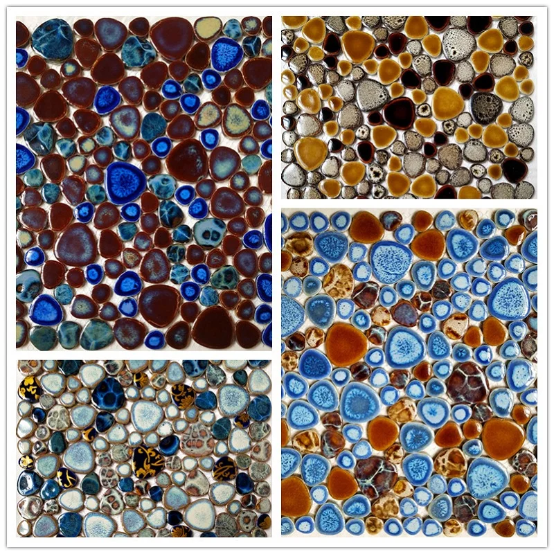 

100g Ceramic Mosaic Tiles Mixed Color Irregular Oval Stones DIY Mosaic Making for Arts Crafs Creative Hobby Home Wall Decor