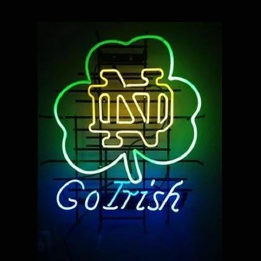 

Notre Dame Go Irish Beer Bar Neon Light Sign Custom Handmade Real Glass Tube Advertise Room Decor Display Lamp Art Gift 20"X24"