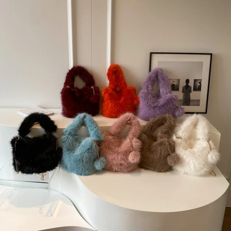 Стильная Мягкая Женская Роскошная пушистая плюшевая сумка Повседневная простая