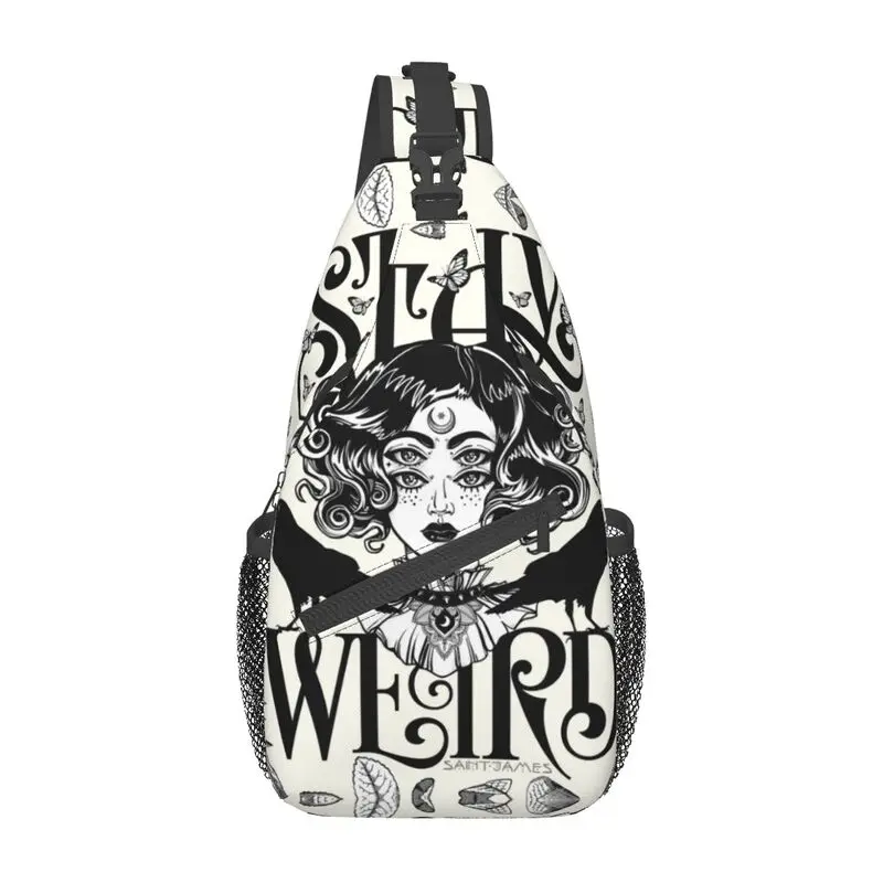 

Cool Stay Weird Sling Bags for Travel Hiking Men's Halloween Witch Chest Crossbody Backpack Shoulder Daypack