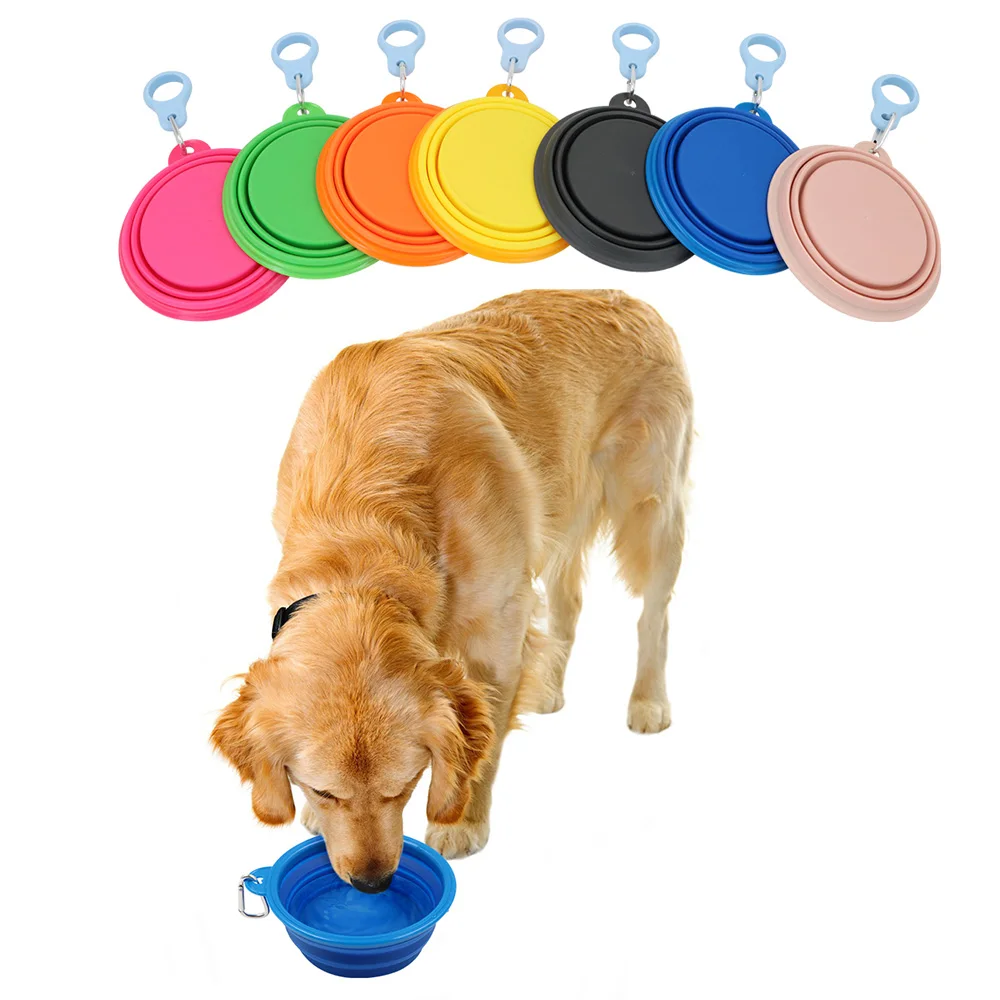 Pet Dog Cat Feeding Water Folding Dog Pet Folding Silicone Bowl Outdoor Travel Portable Puppy Food Container Feeder Dish Bowl