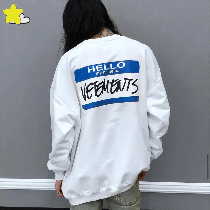 

Signature Label Hello My Name Is Vetements Sweatshirts Men Women 1:1 Best Quality Oversize Embroidered VTM Hoodies Pullover