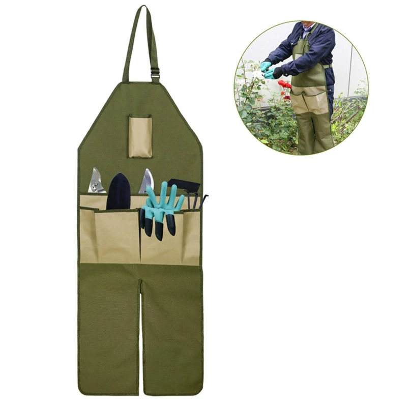 

Oxford Cloth Gardening Apron with Multi Pockets Leg Protect Waterproof for Women Men Gardener Plants Trimming Accessory