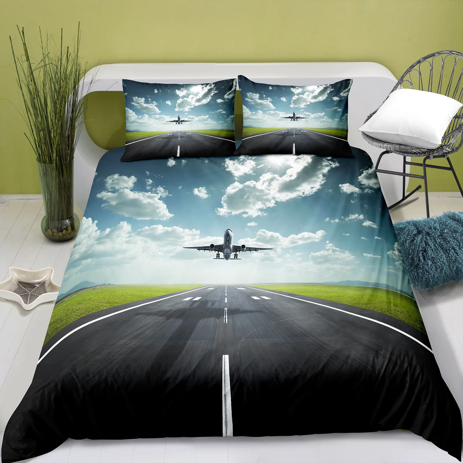 Фото Комплект постельного белья для мальчиков пододеяльник с рисунком самолета