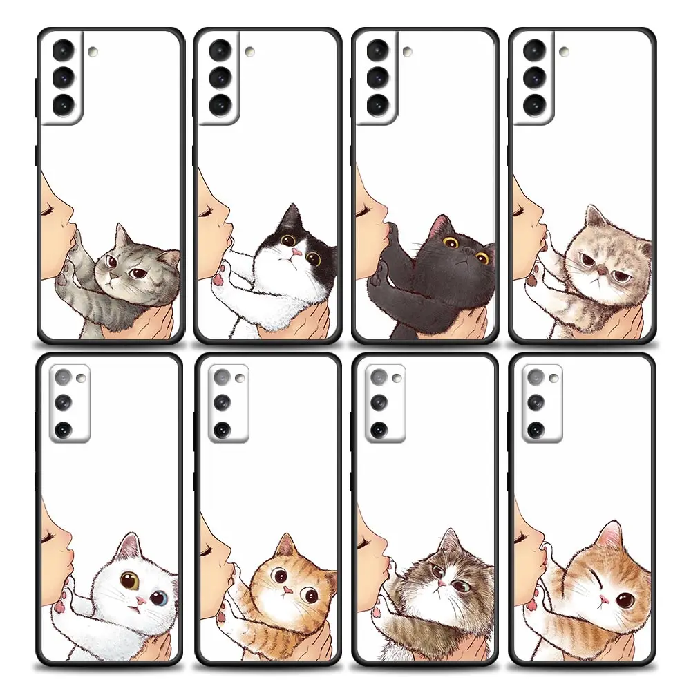 

Cute Cat Don't kiss me S22Ultra Case For Samsung Galaxy S21 S20 FE S22 Ultra S10 S9 S8 Plus 5G Case Soft Cover Fundas